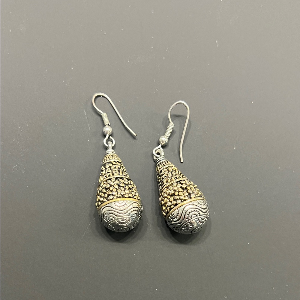 Elegant Silver and Gold Teardrop Earrings